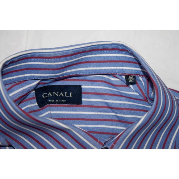 Canali Mens Long Sleeve Button Front Striped Shirt Size 42-16 1/2 - Picture 7 of 7
